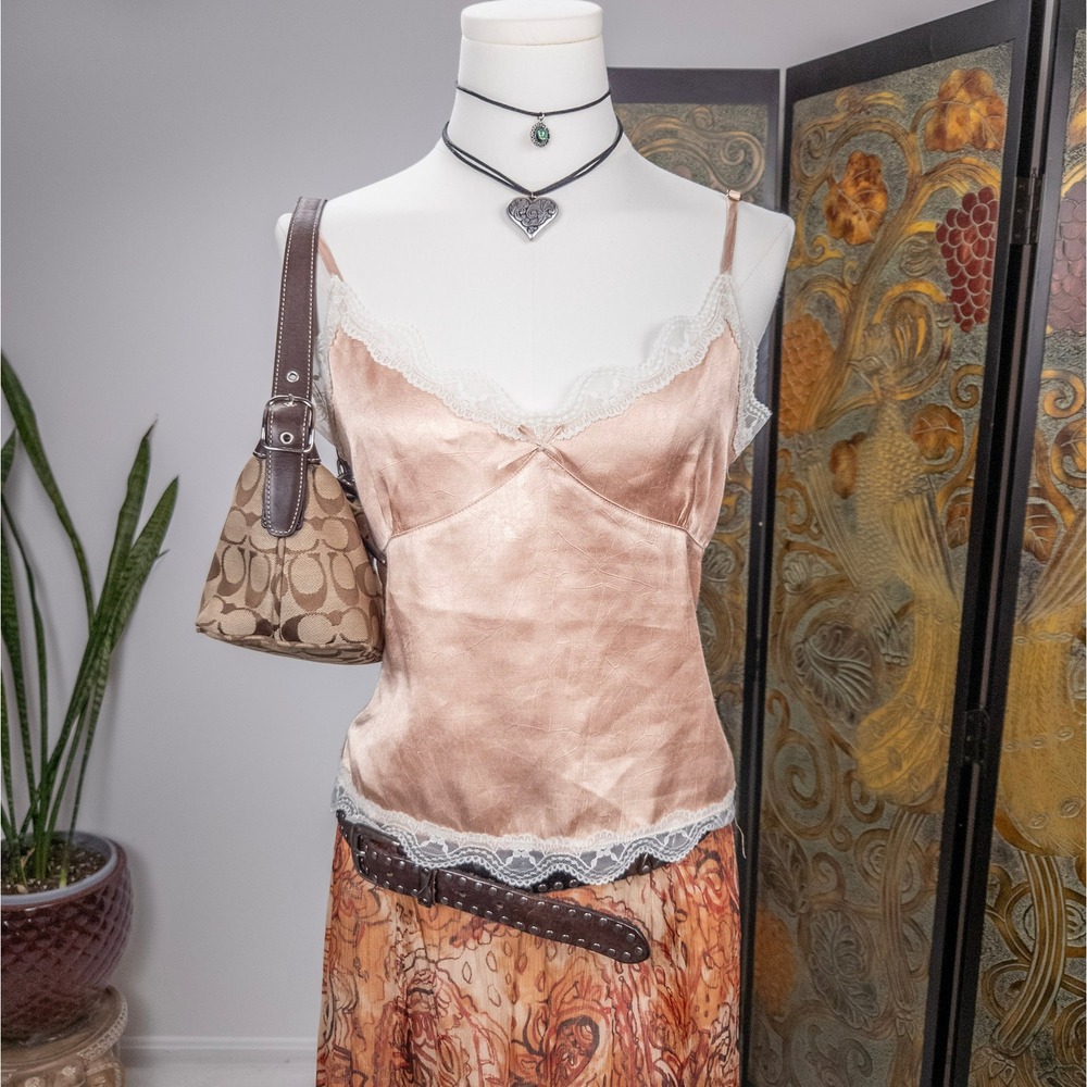 Satin Lace Cami Top Blush Pink Y2K Lingerie Tank Old Navy‎ 2000s Coquette Small